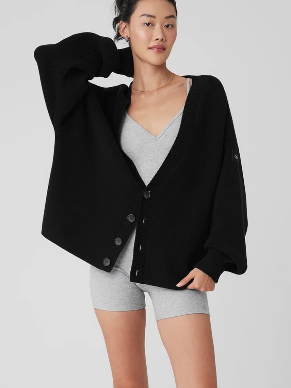 ALO Yoga Scholar Cardigan Sweater Black Size M